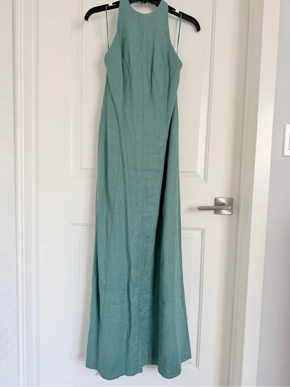 Premium Linen High-Neck Maxi Dress